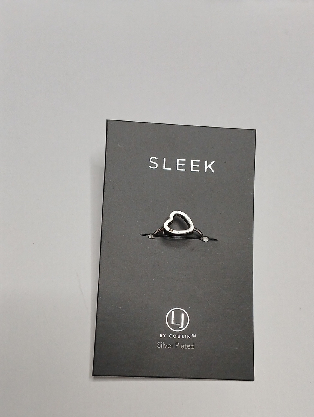 NEW SLEEK LAURA JANELLE Minimalist Adjustable Silver Plated heart Ring Swarovski